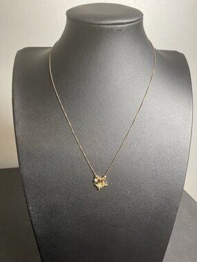 Gold Celestial Necklace With Star Moon & Crystal Pendants Adjustable Chain